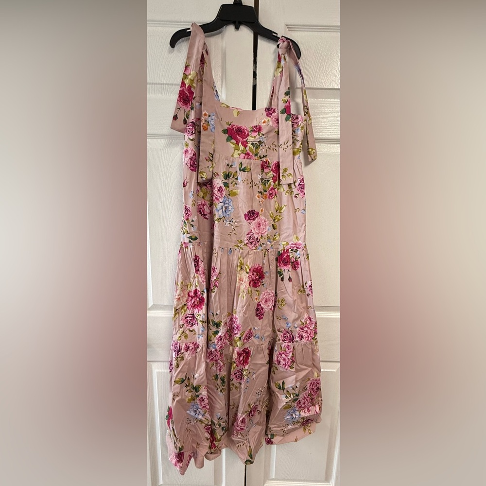 BuddyLove Arlene Tie-Shoulder Maxi Dress in the blushing pink floral pattern